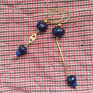 Evil Eye Sapphire Asymmetric Dangle Earrings